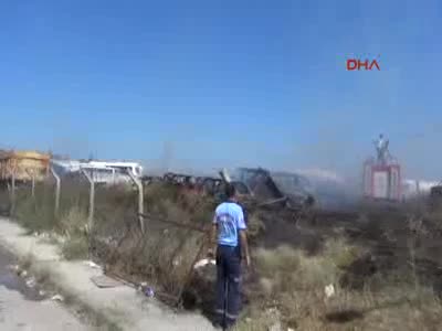 Balıkesir-Bursa karayolundaki sanayide korku dolu anlar!