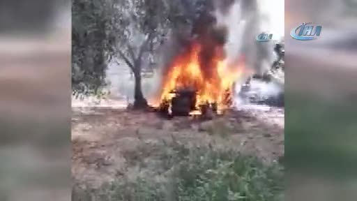 Bursa'da zeytin sularken traktörü yandı