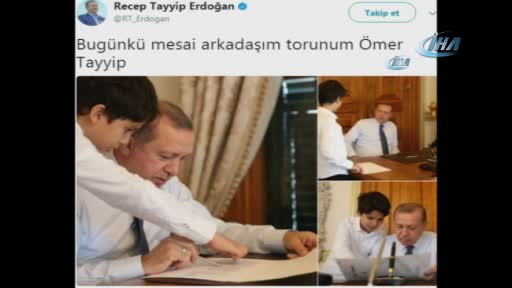Cumhurbaşkanı Erdoğan'dan torunuyla özel fotoğraflar!