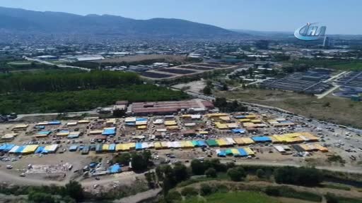 Bursa'daki hayvan pazarları ve kesim alanı havadan görüntülendi