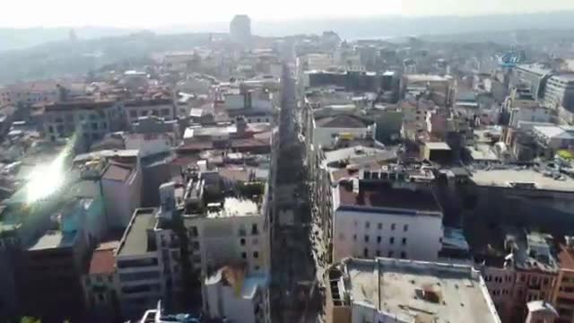 İstiklal Caddesindeki çalışmalar havadan görüntülendi