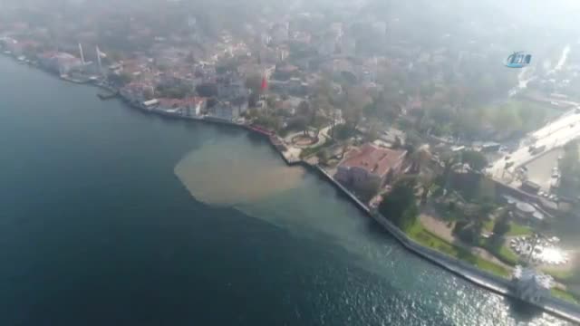 Çamura bulanan boğaz havadan görüntülendi