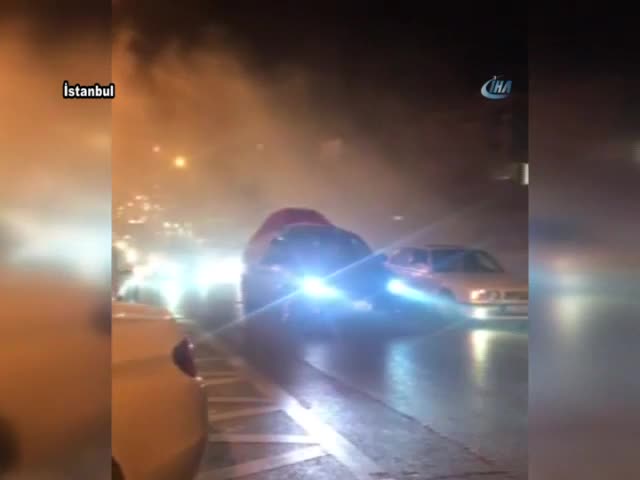Makas atan kamyonet sürücüsü kamerada