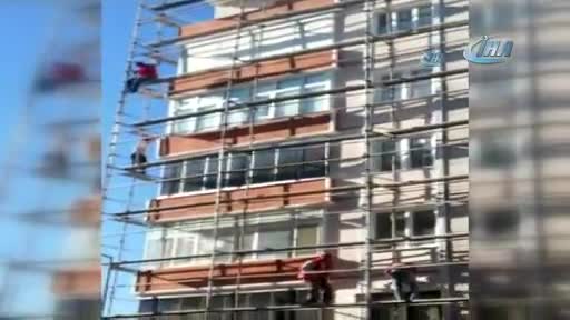 Bursa'da 'örümcek işçi' yürekleri ağızlara getirdi