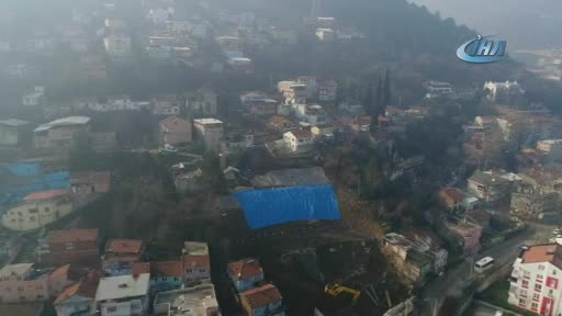 Bursa'da heyelan bölgesi drone ile görüntülendi