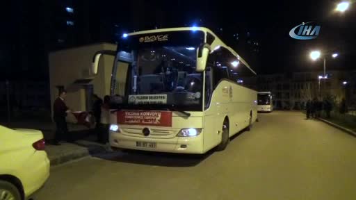Bursa'da İHH'nın vicdan konvoyu Suriye sınırına doğru yola çıktı