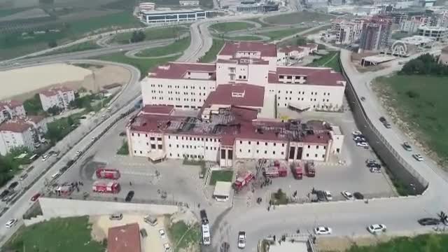 Yangın çıkan hastanenin drone görüntüsü
