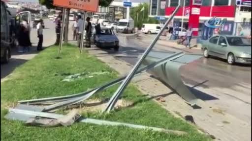 Bursa'da kontrolden çıkan otomobil takla attı