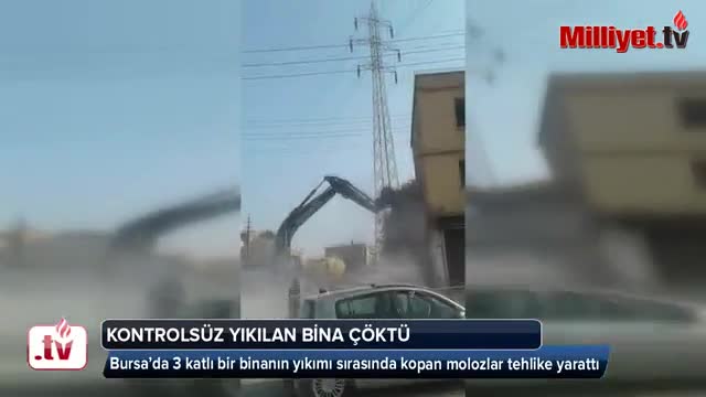 Bursa'da kontrolsüz yıkılan bina çöktü! Faciadan kıl payı dönüldü