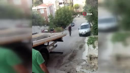 Bursa'da çekicinin iş kazası kamerada