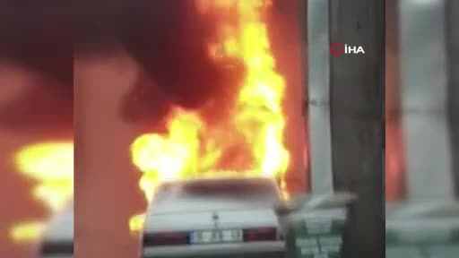 Bursa'da LPG'li araç alev alev yandı, vatandaşlar film izler gibi seyretti
