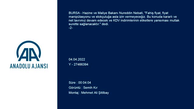 Hazine ve Maliye Bakanı Nebati'den Bursa'da enflasyon açıklaması