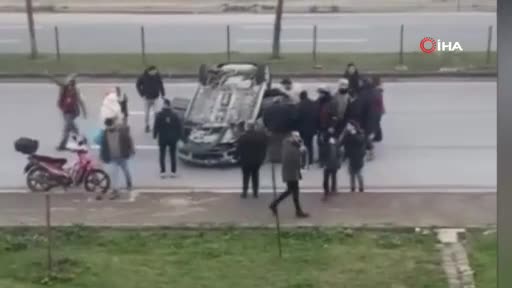 Bursa'da aracıyla takla attı! Sürücü yaralandı