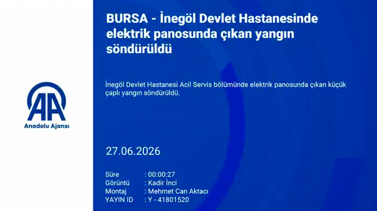 İnegöl Devlet Hastanesinde elektrik panosunda çıkan yangın söndürüldü