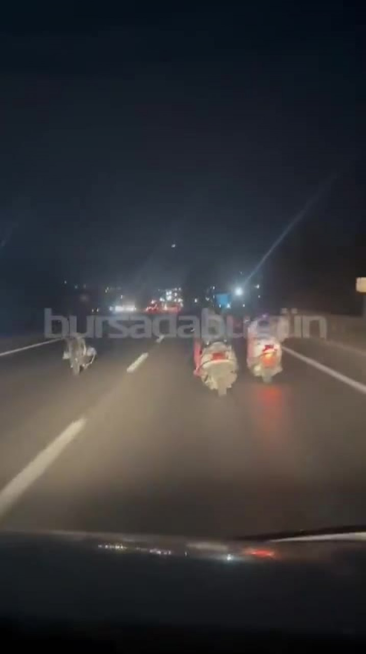 Yarış pistine çevirdiler! Bursa'da tehlikeli motosiklet yarışı kamerada