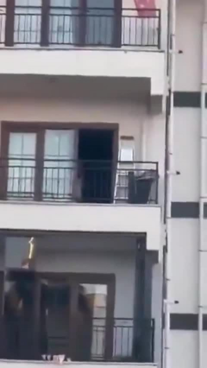 Mide bulandıran görüntü! Kameraya alan komşularına aldırış etmedi