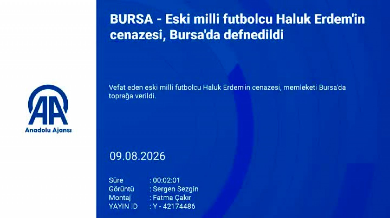 Eski milli futbolcu Haluk Erdem'in cenazesi, Bursa'da defnedildi