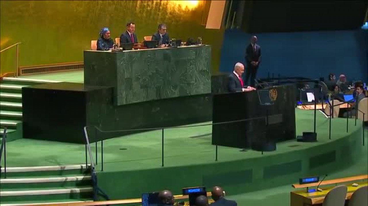 Netanyahu'ya BM'de büyük protesto: Kürsüye çıktı, delegeler salonu boşalttı