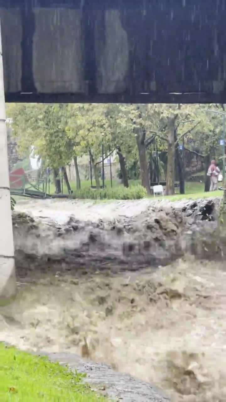Bursa'nın göbeğindeki dere coştu! Zemini titreten şiddet...