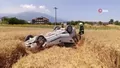 Bursa'da otomobil tarlaya uçtu!