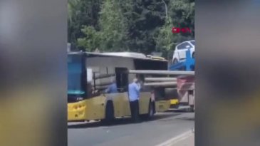 İstanbul'da otobüsün camından direk girdi!