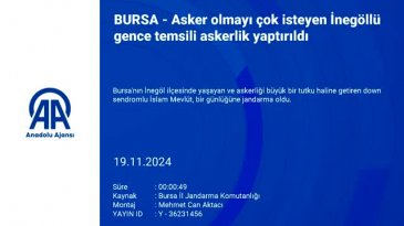 Bursa'da asker olmak isteyen down sendromlu İslam bir günlüğüne jandarma oldu