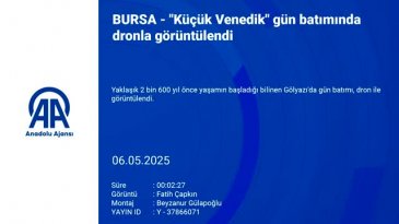 Bursa'da "Küçük Venedik" gün batımında dronla görüntülendi