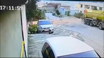 Kamyon metrelerce yükseklikten bahçeye uçtu!