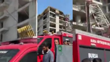 Bursa'da büyük panik! Şantiyede kule vinç devrildi...