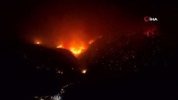 Bursa'daki orman yangını geceyi gündüze çevirdi... Alevler havadan görüntülendi