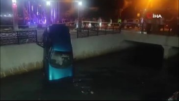 Su kanalında asılı kaldı!