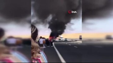Seyir halindeki yolcu otobüsü yandı!