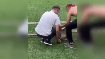 Bursa'da halı sahada kurtarma çalışması!