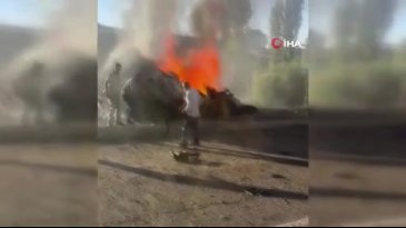 Alev alev yanan tırın sürücüsünü vatandaşlar böyle kurtardı