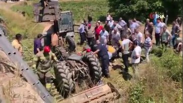 Kontrolden çıkan traktör köprüden aşağı uçtu