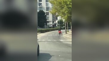 Bursa'da gören telefona sarıldı! Modern Nasrettin Hoca bisiklet üstünde...