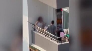 Balkonda kadına sopalı dehşet kamerada! Çığlıkları böyle yankılandı