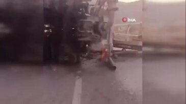 Bursa Uludağ yolunda vinç devrildi! Sürücü hastaneye kaldırıldı