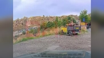 Göreme'de faciaya yol açan kaya düşmesi kamerada! Dehşet anları ortaya çıktı