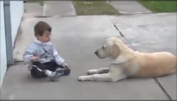 Köpek ve Down sendromlu bebek
