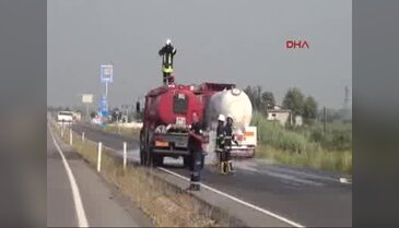 Gaz kaçıran LPG yüklü tanker panik yarattı