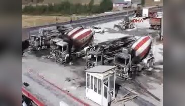 PKK'lılar petrol istasyonu ve beton firmasını basıp 7 aracı ateşe verdi