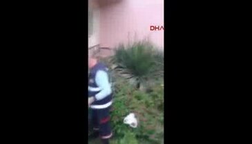 Çöken tavanın altında kalan itfaiyeci, mahsur kalan köpeği kurtarmış