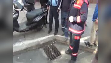 Kedi, yavrusunun kurtarılmasını bekledi