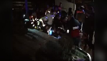 Domuza çarpan otomobil takla attı 5 yaralı