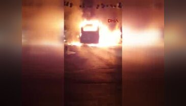 Özel halk otobüsüne molotoflu saldırı