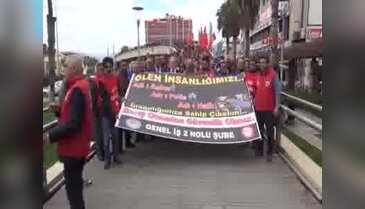 DİSK üyelerinden, hem terör hem de kıdem tazminatı protestosu