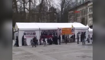 Brüksel'deki PKK çadırı önünde Nevruz kutlaması...
