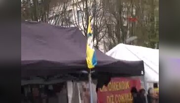 PKK çadırı Brüksel'de yeniden kuruldu