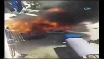 Devrilen tanker bir anda alev aldı!